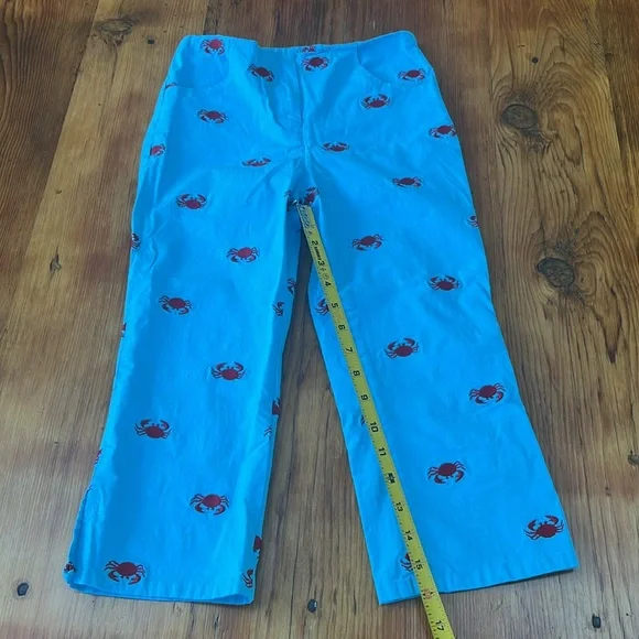 Lilly Pulitzer Vintage White Label Aqua and Red Girls‎ Capris Slit Size 10 EUC - Picture 3 of 8